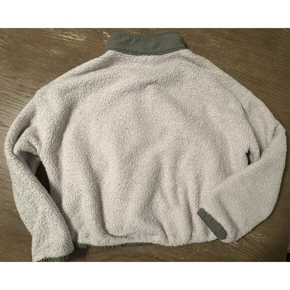 Vuori Cozy Sherpa Popover Women Sherpa Pullover Jacket Cream Green 1/2 Snap - Picture 10 of 12